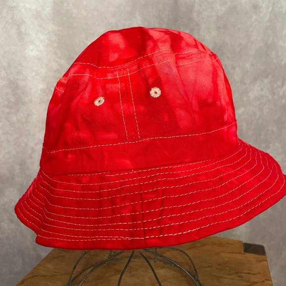Red Tie Dye Bucket Hat Colortone Cotton Vintage Retro 90s Y2K - Picture 4 of 7